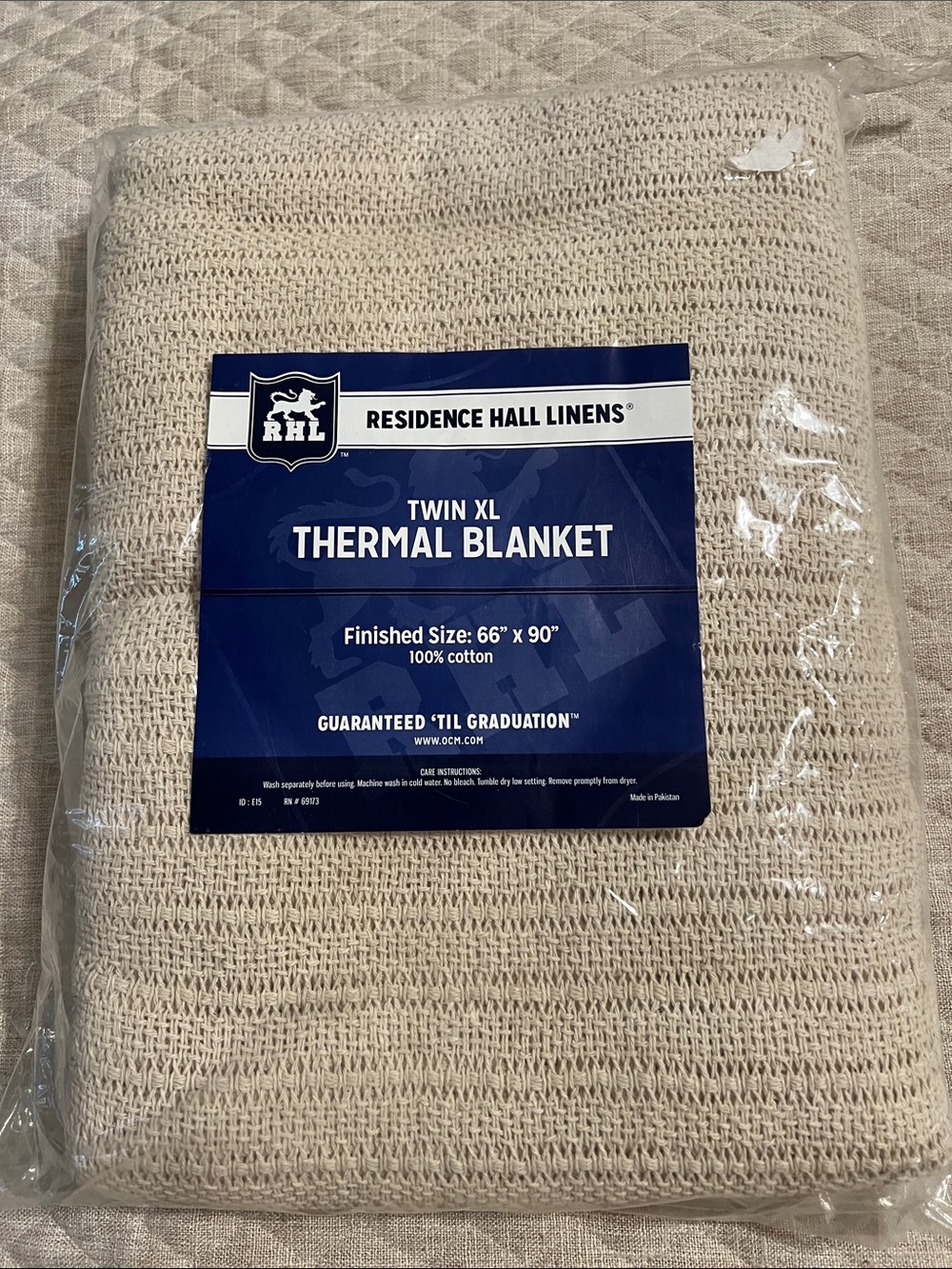100% Cotton XL Thermal Blanket - Twin, Beige, 66” x 90”